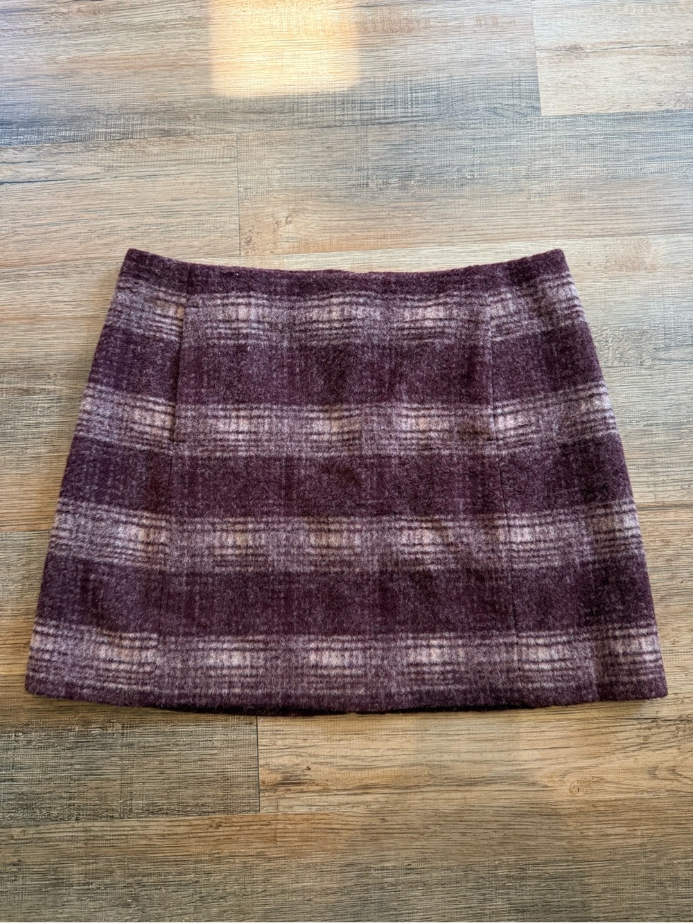 Uniqlo Purple Burgundy Wool Blend Plaid Mini Skirt XXL